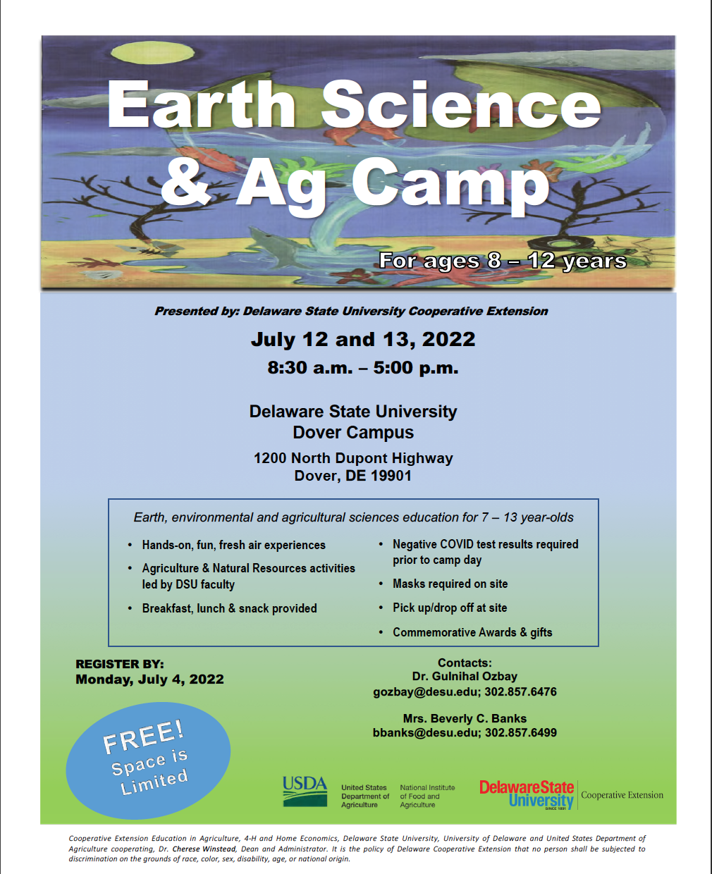 Earth Science and Ag Camp flyer