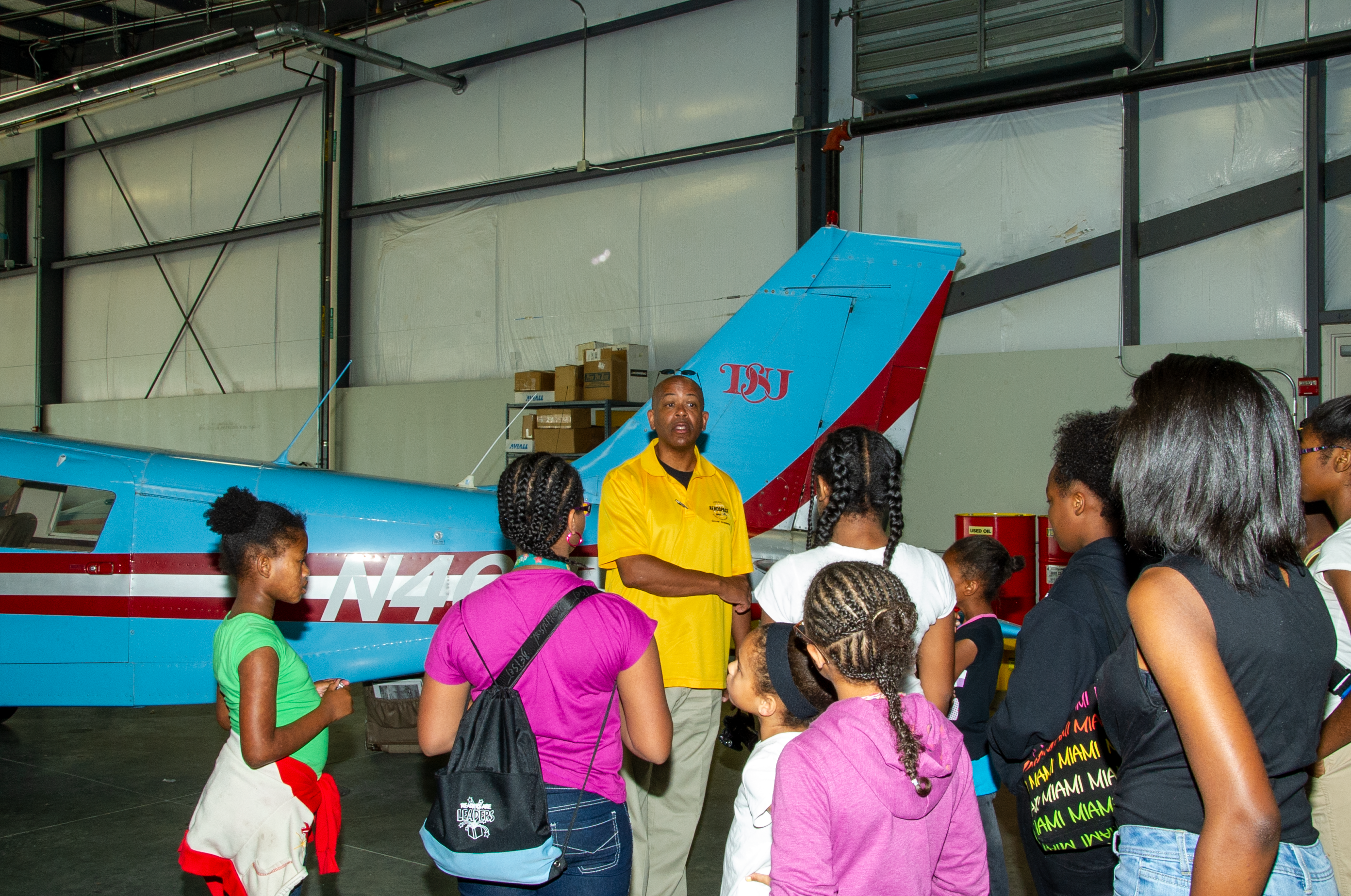 DSU 4-H Juneteenth participants visit the DSU Aviation park