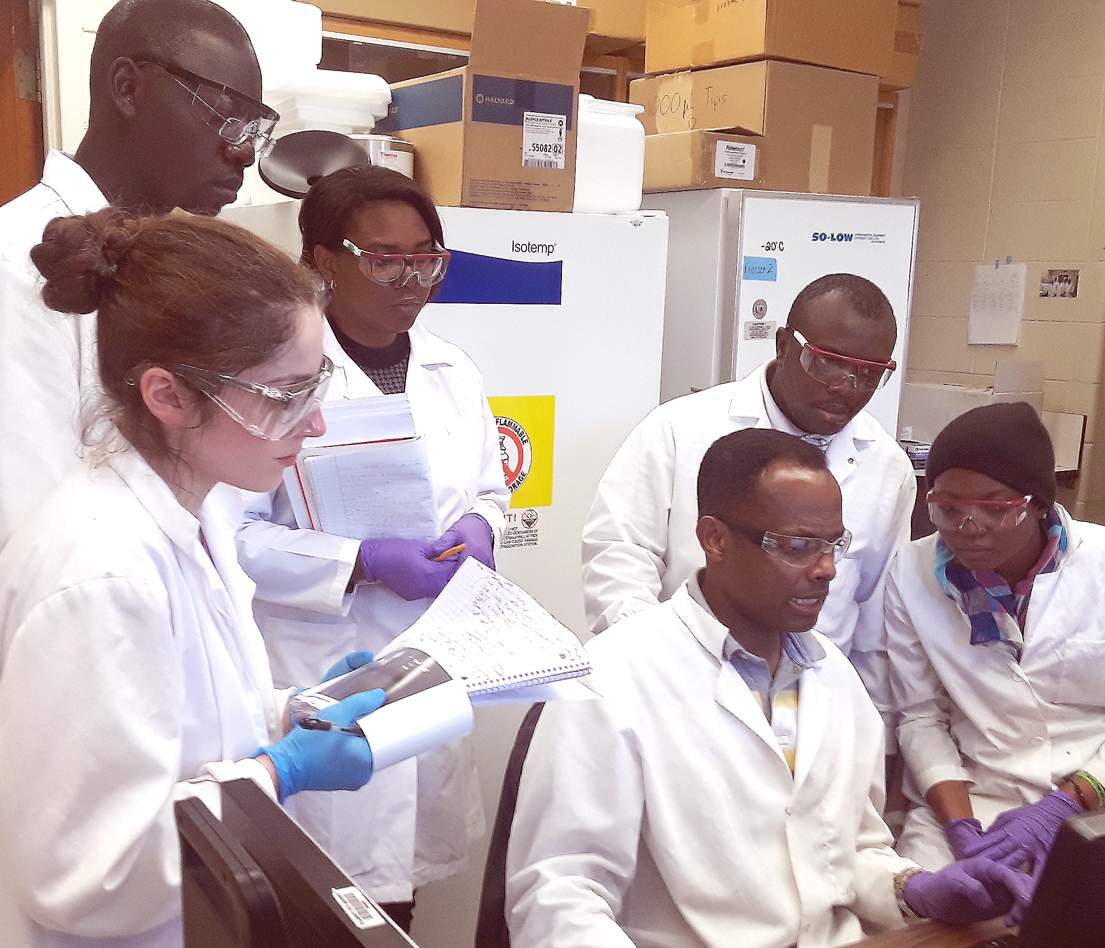 Students and post-doc review data in the Food Biotechnology Lab