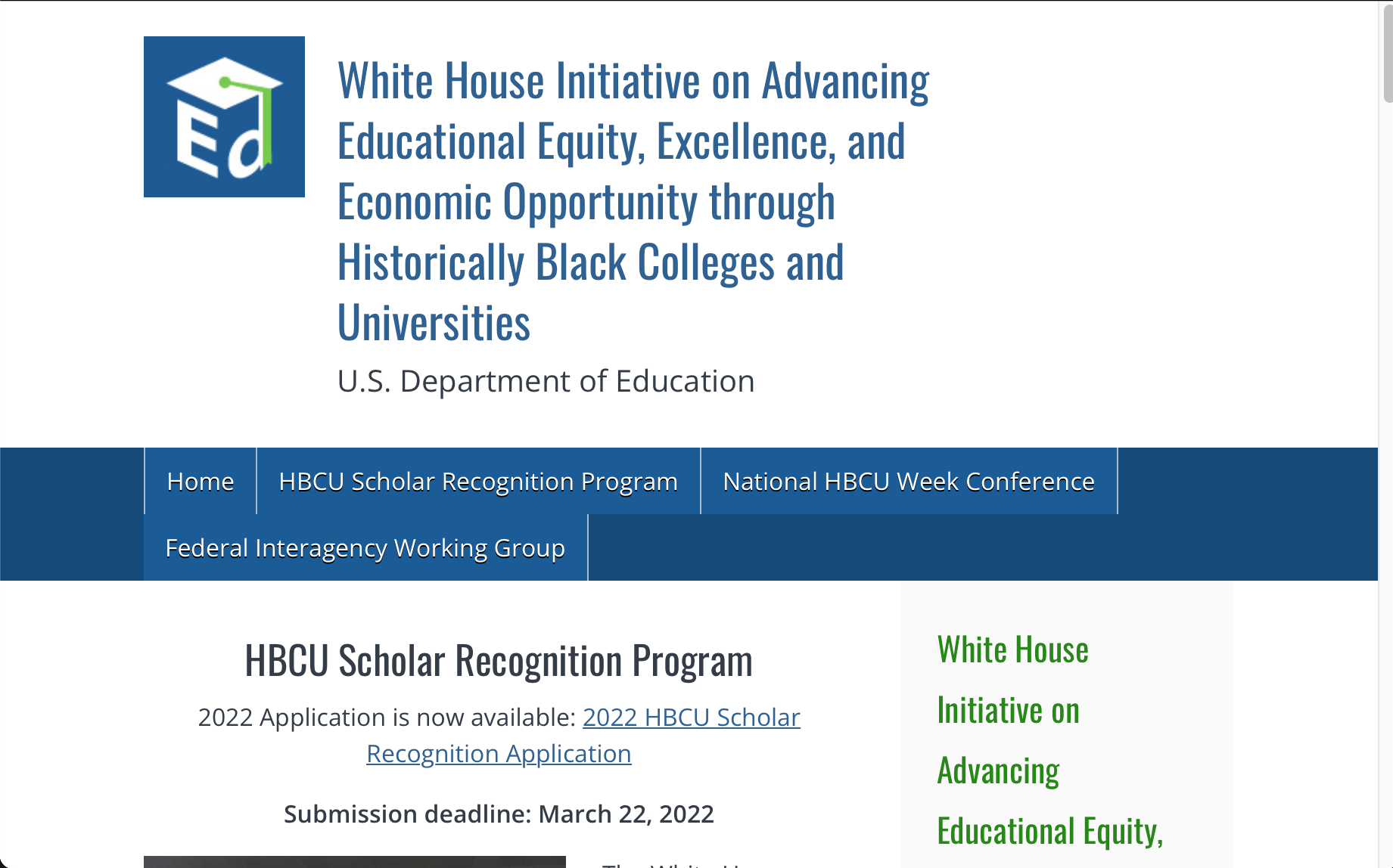 White House Initiative Advancing Educational Equity Excellence Econ Opp HBCUs