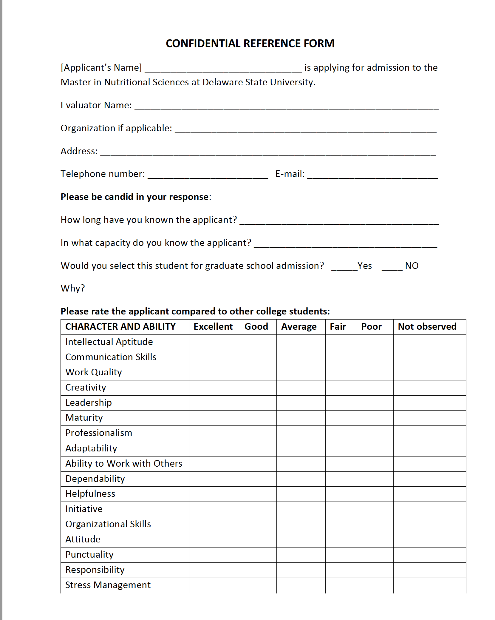 Reference Form Template